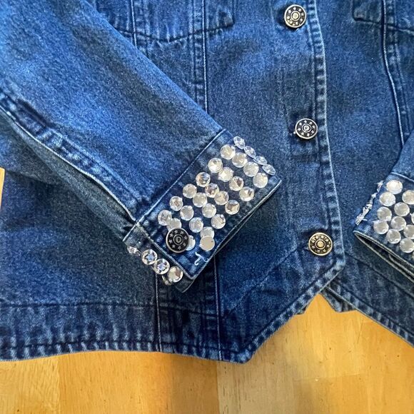 Vintage Jean Jacket Bedazzled with Rhinestones - Unique Statement jacket. - Picture 3 of 4